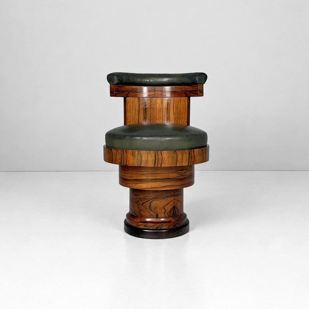 Sedie in legno e pelle verde, 1930 ca.