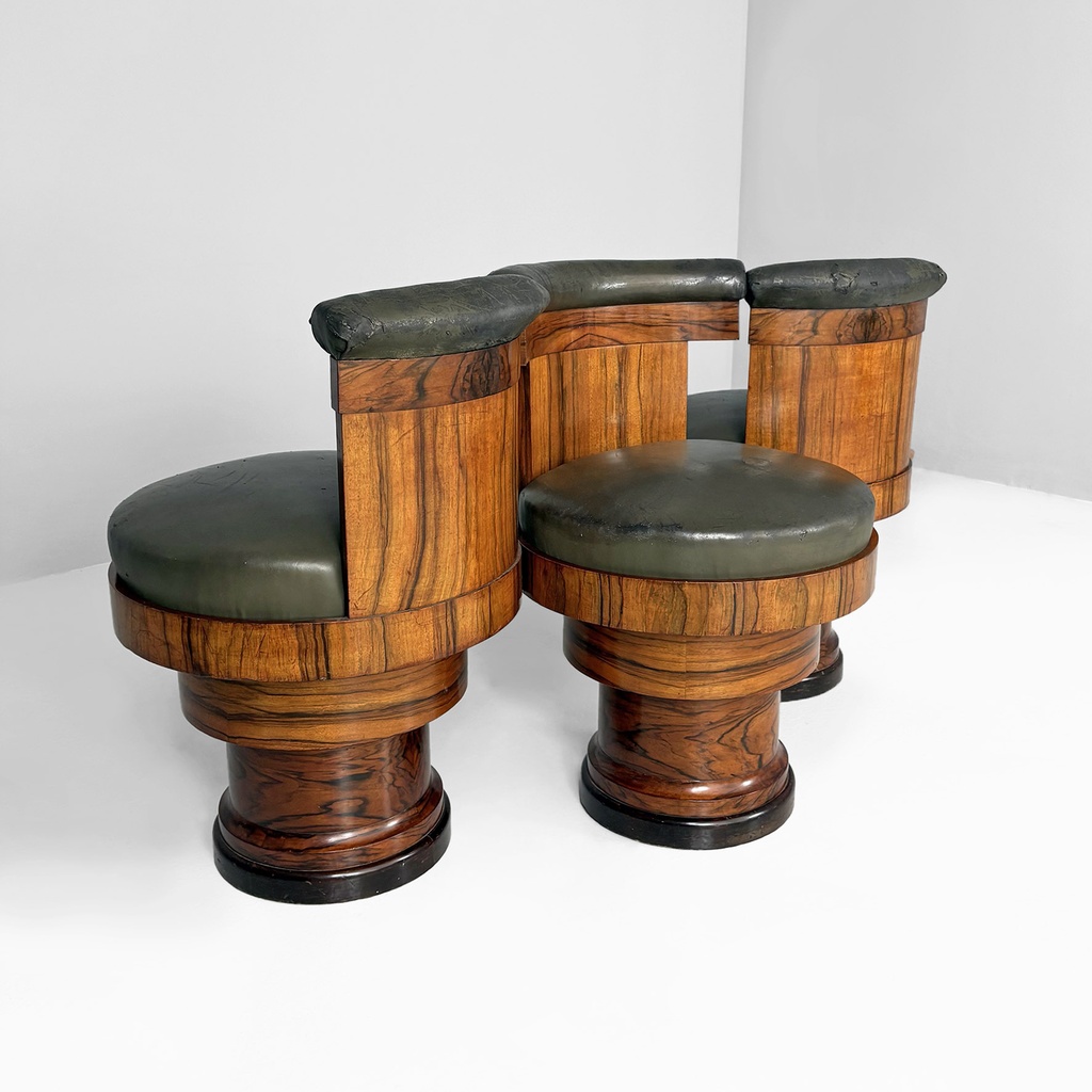 Sedie in legno e pelle verde, 1930 ca.