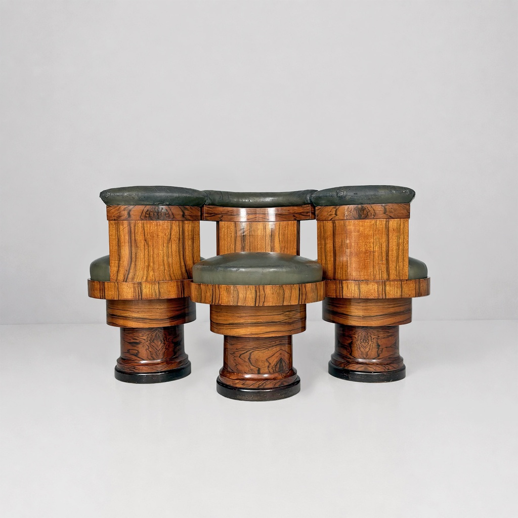Sedie in legno e pelle verde, 1930 ca.