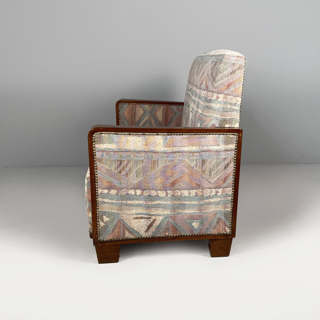 Divano in tessuto e legno, 1930 ca.