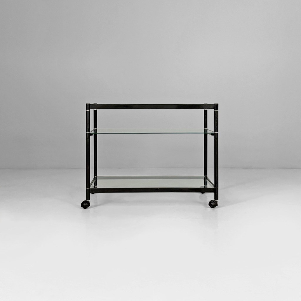Carrello in metallo e vetro, 1970 ca.