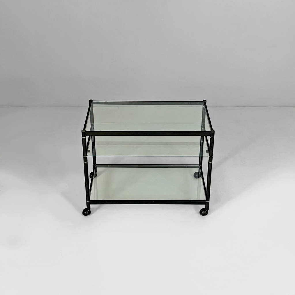Carrello in metallo e vetro, 1970 ca.