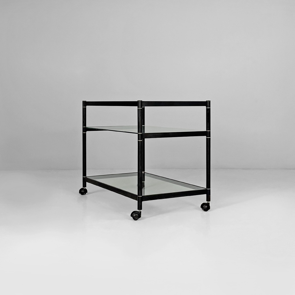 Carrello in metallo e vetro, 1970 ca.