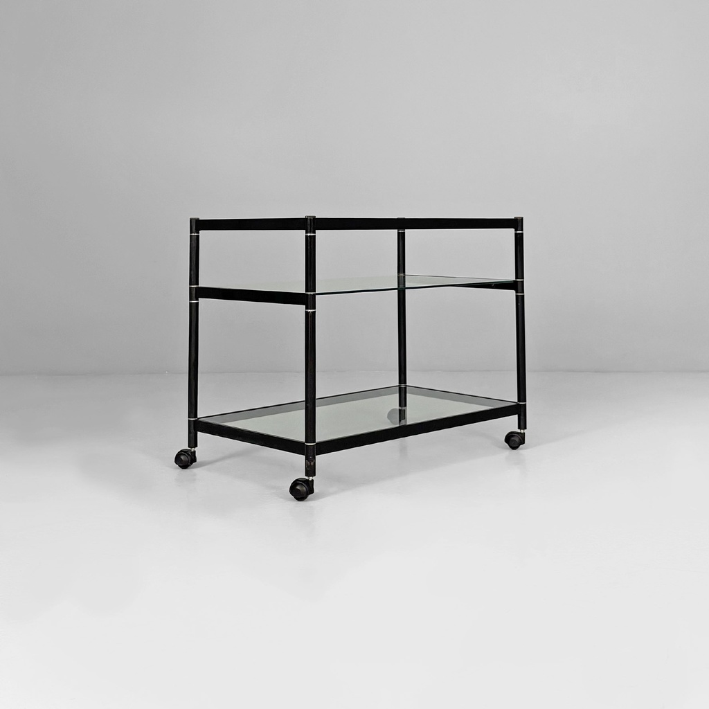 Carrello in metallo e vetro, 1970 ca.