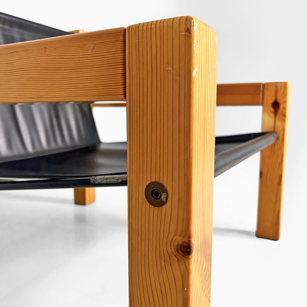 Poltrone in legno e pelle di Silvano Passi, 1970 ca.