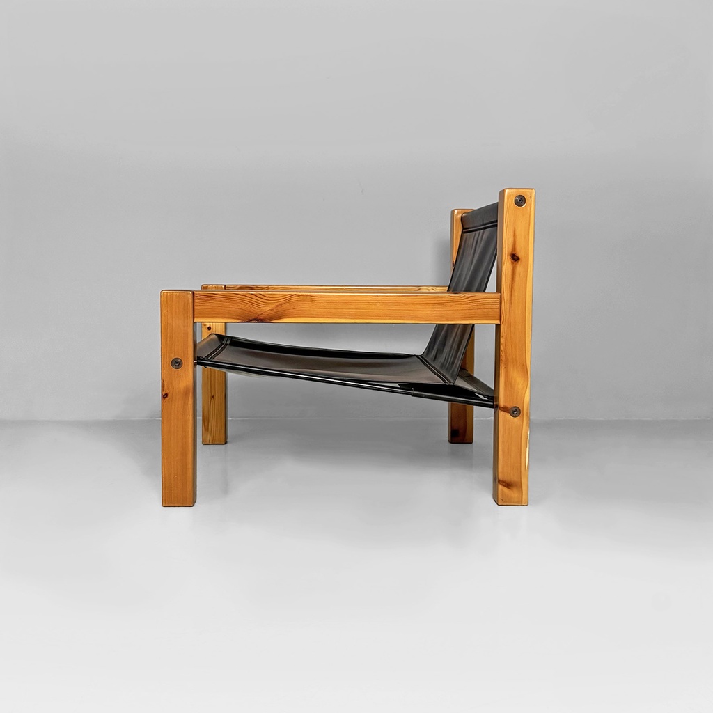 Poltrone in legno e pelle di Silvano Passi, 1970 ca.