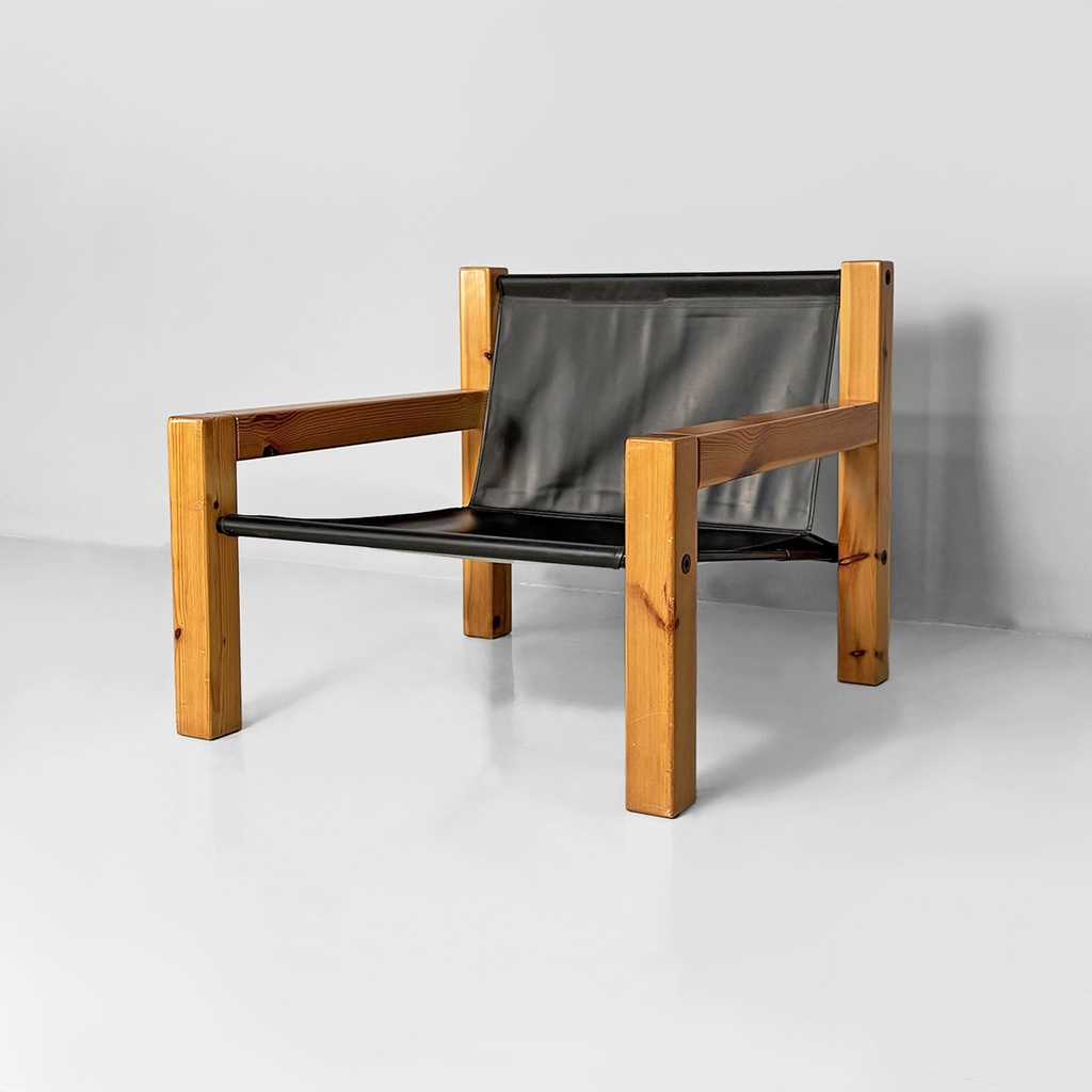 Poltrone in legno e pelle di Silvano Passi, 1970 ca.
