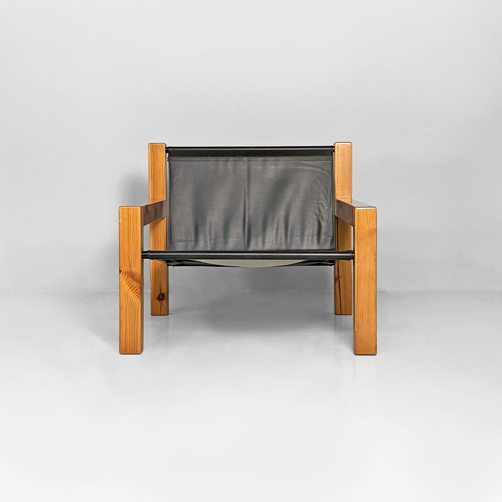 Poltrone in legno e pelle di Silvano Passi, 1970 ca.