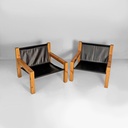 Poltrone in legno e pelle di Silvano Passi, 1970 ca.
