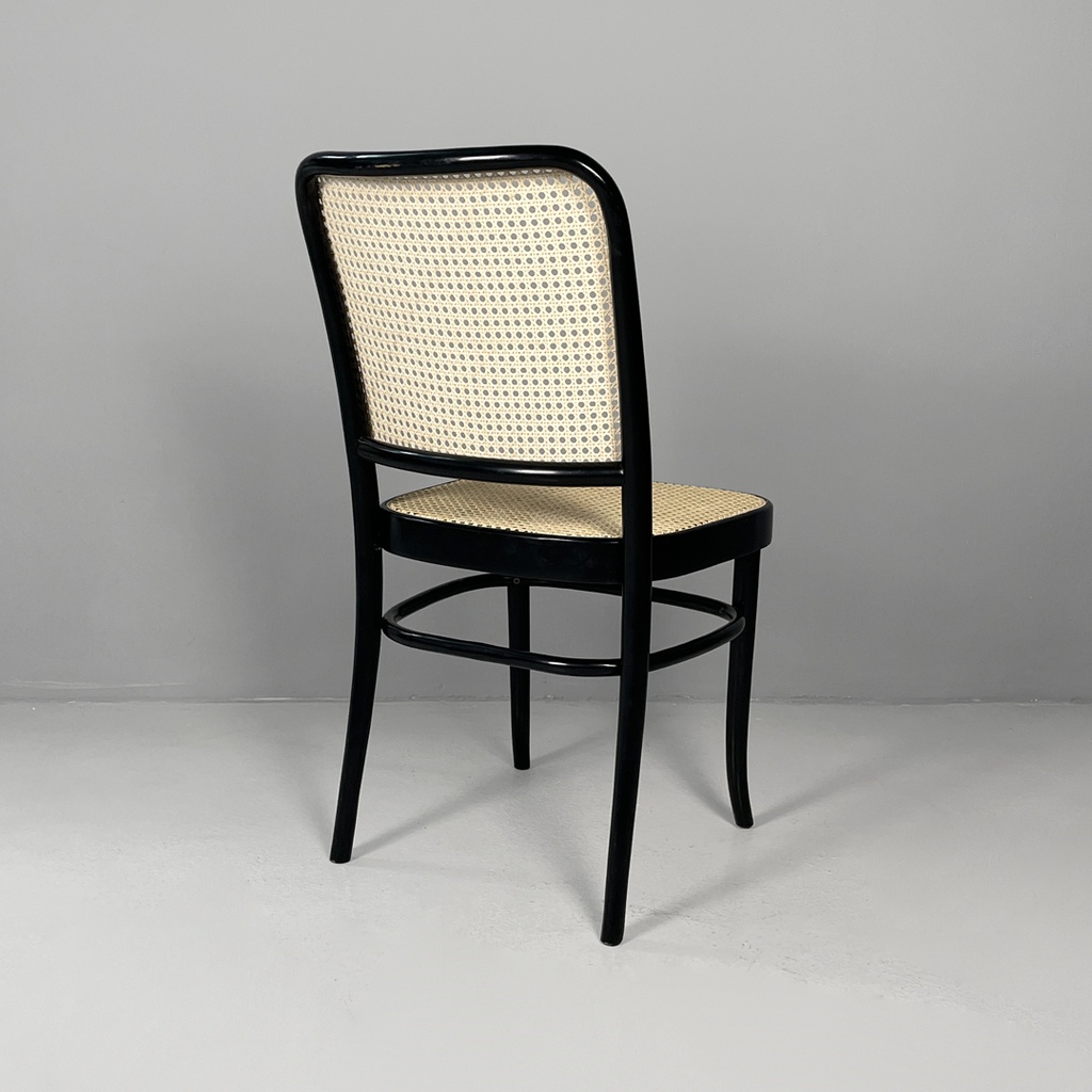Sedia in paglia e legno nero, 1980 ca. 