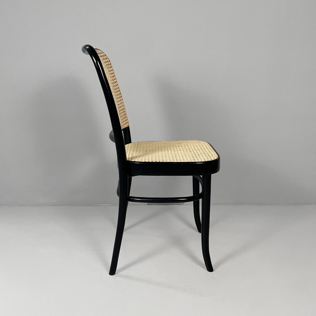 Sedia in paglia e legno nero, 1980 ca. 