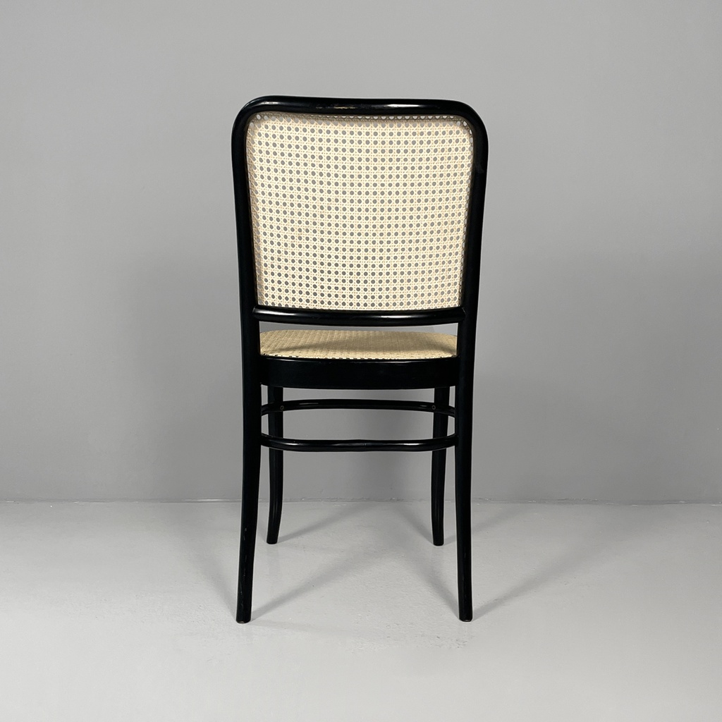 Sedia in paglia e legno nero, 1980 ca. 