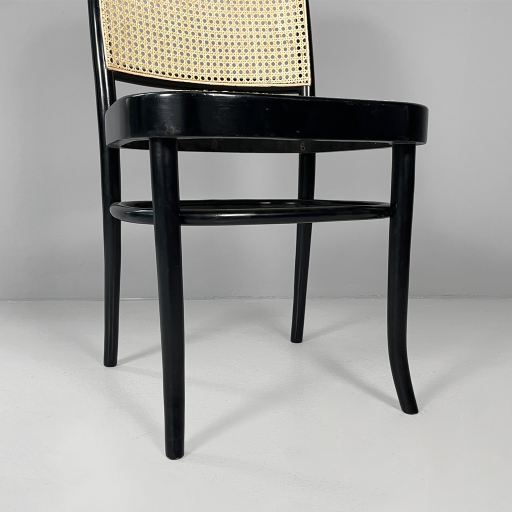 Sedia in paglia e legno nero, 1980 ca. 