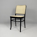 Sedia in paglia e legno nero, 1980 ca. 