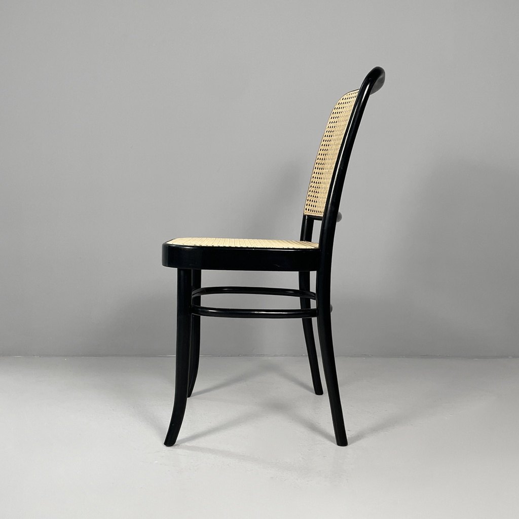 Sedia in paglia e legno nero, 1980 ca. 