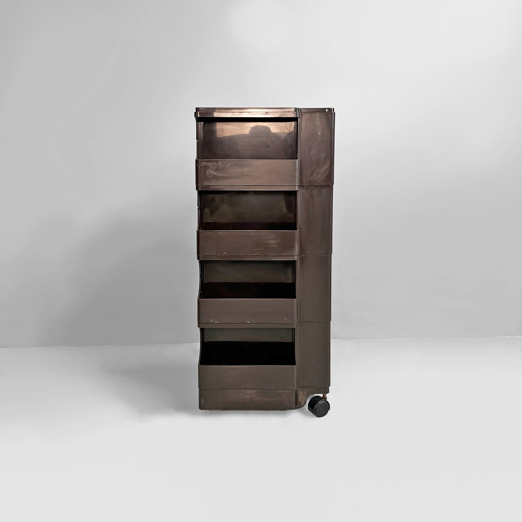 Carrello Boby marrone di Joe Colombo per Bieffeplast, 1970 ca.