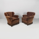 Poltrone in velluto marrone, 1930 ca.