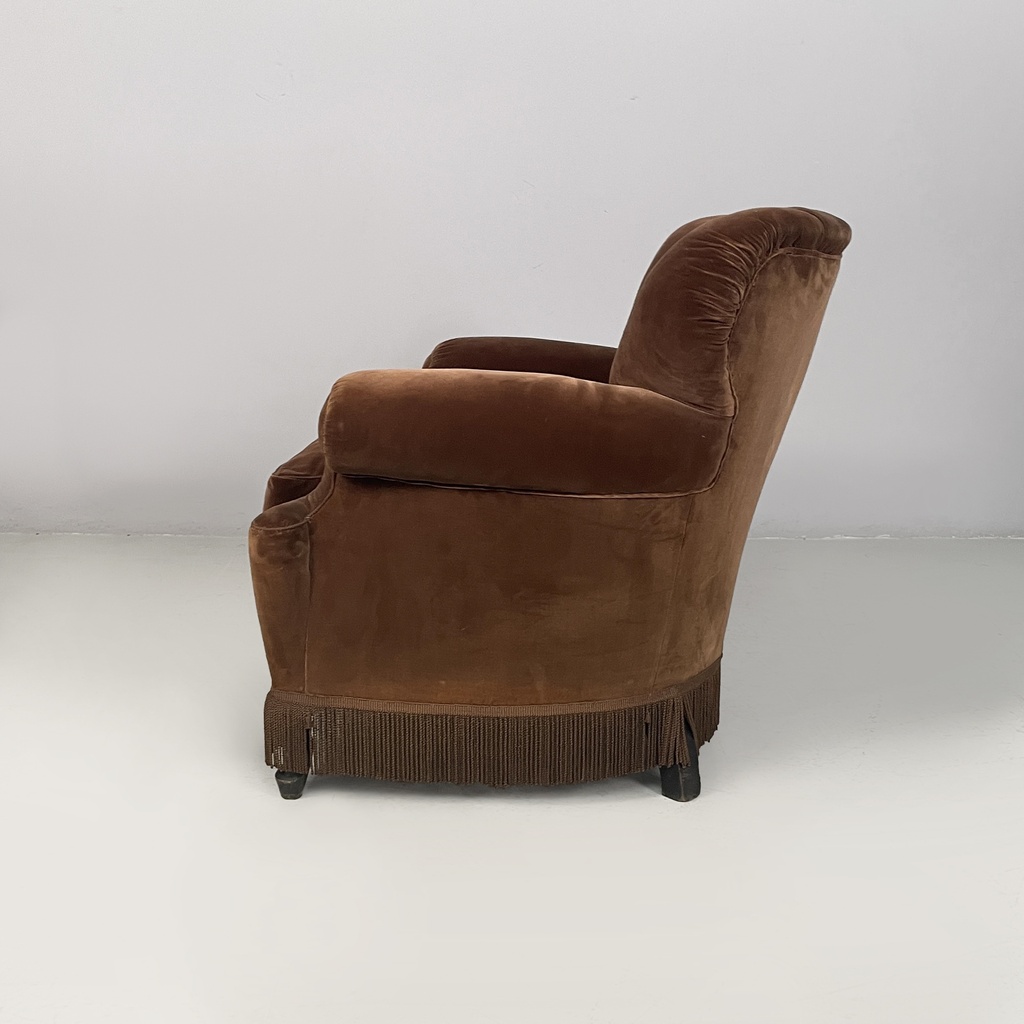 Poltrone in velluto marrone, 1930 ca.