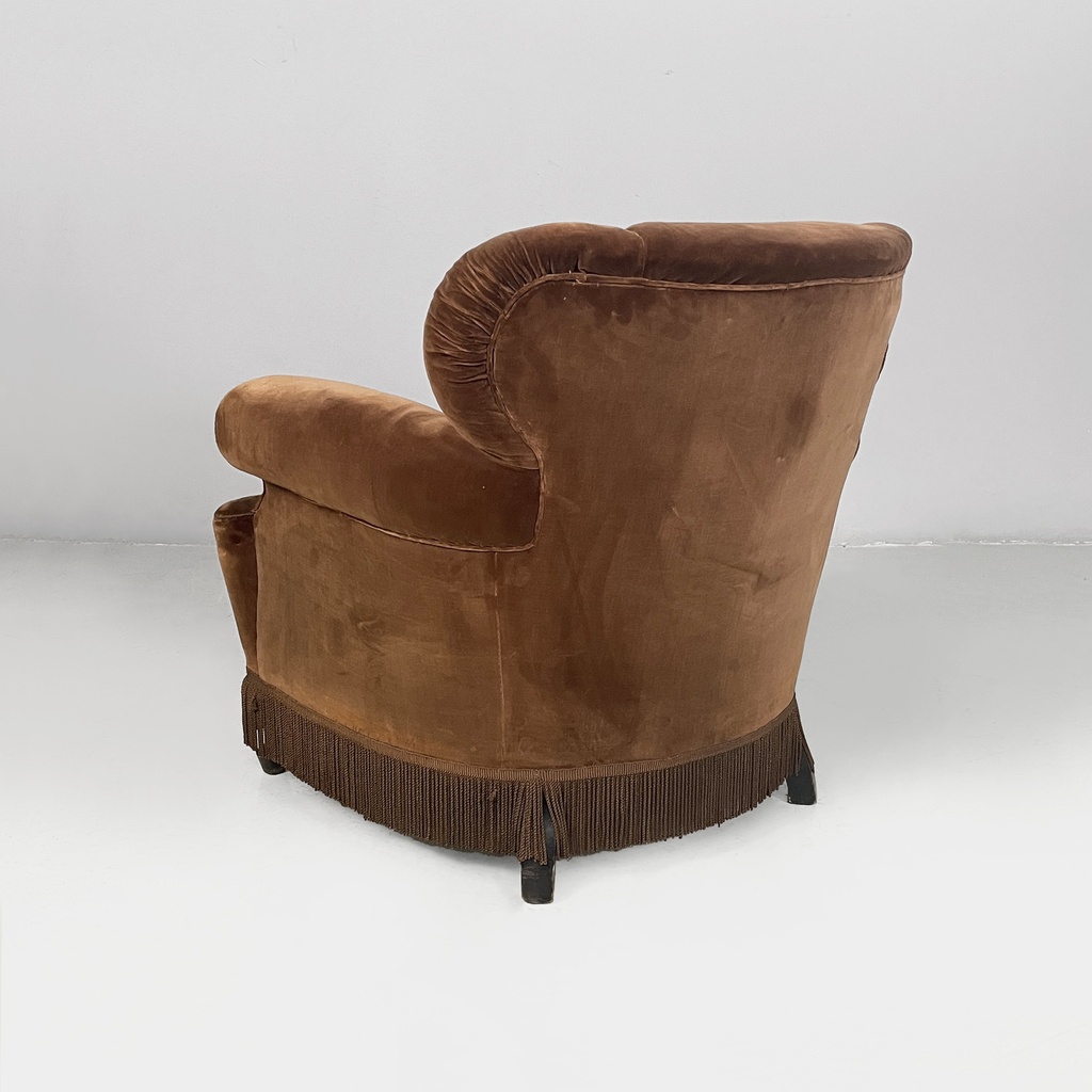 Poltrone in velluto marrone, 1930 ca.