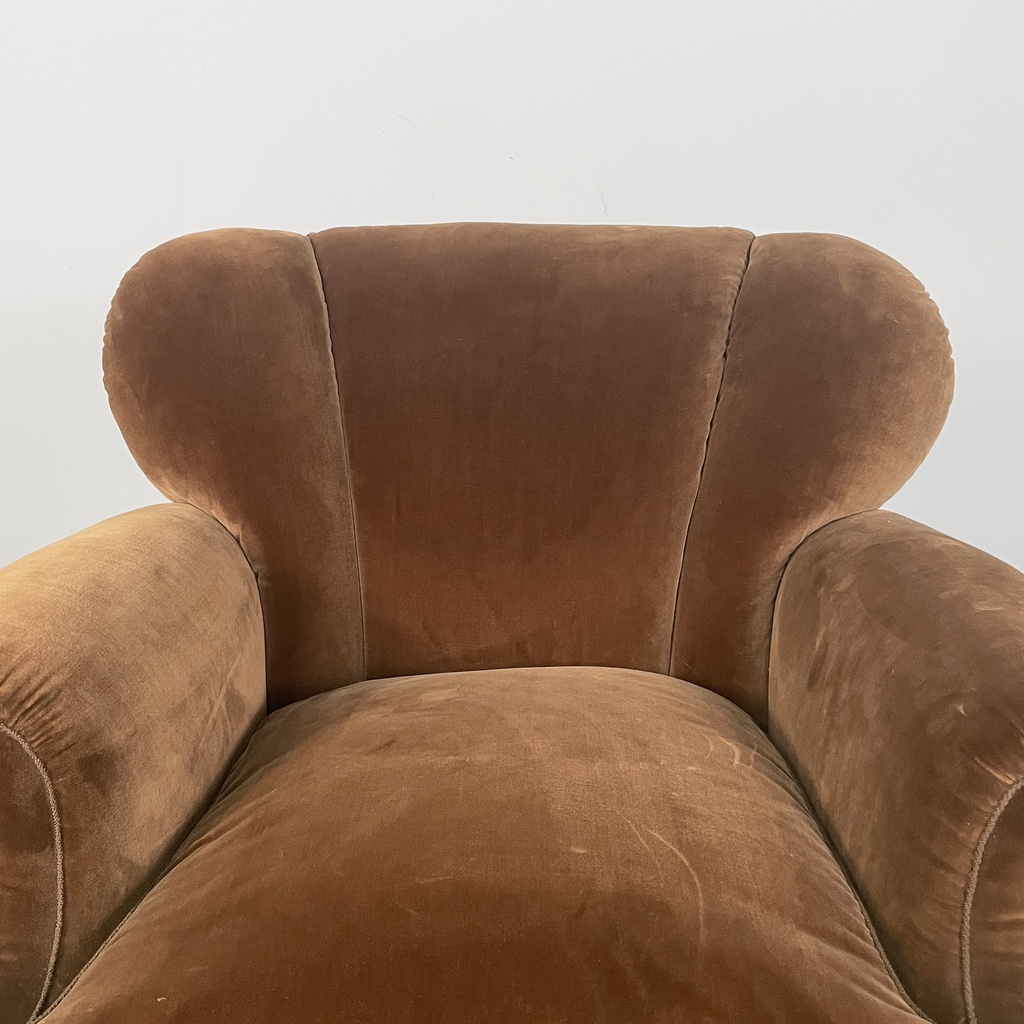 Poltrone in velluto marrone, 1930 ca.
