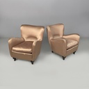 Poltrone in seta rosa beige, 1940 ca.