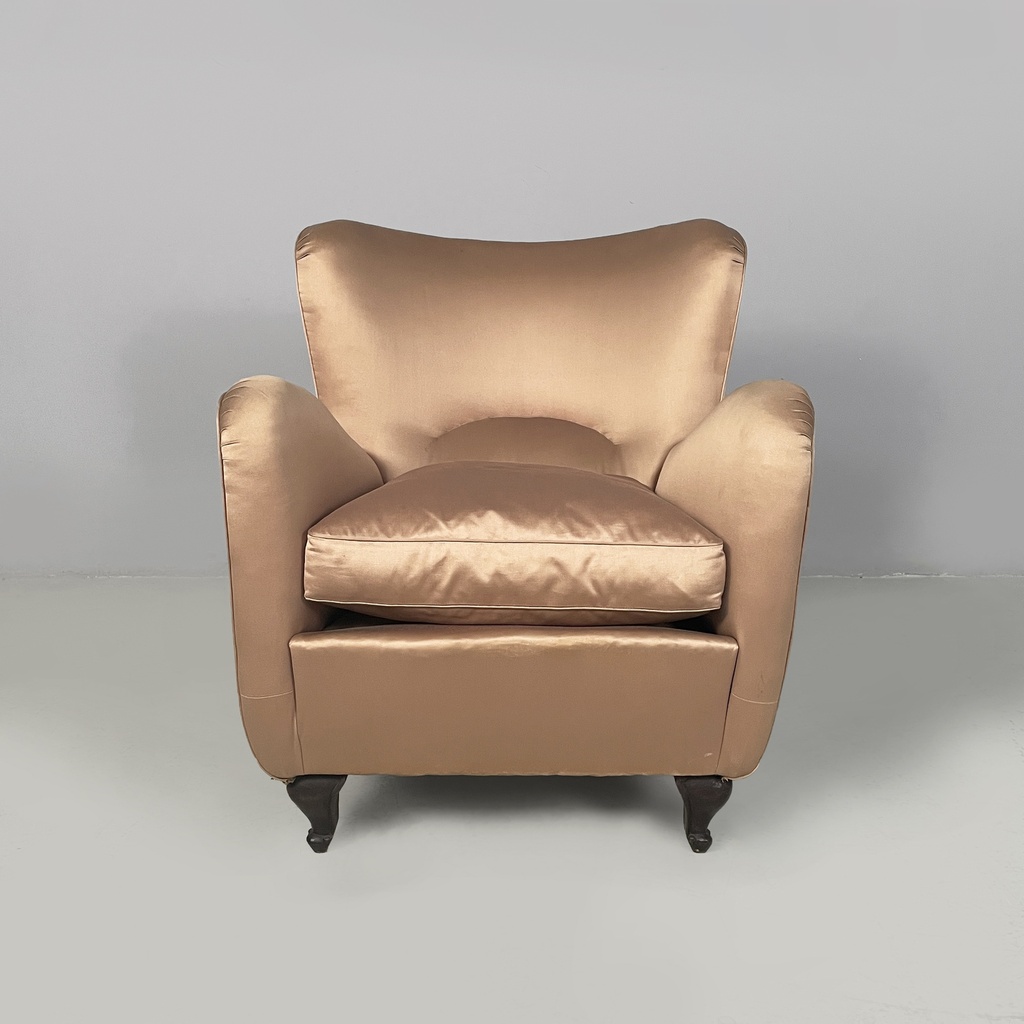 Poltrone in seta rosa beige, 1940 ca.