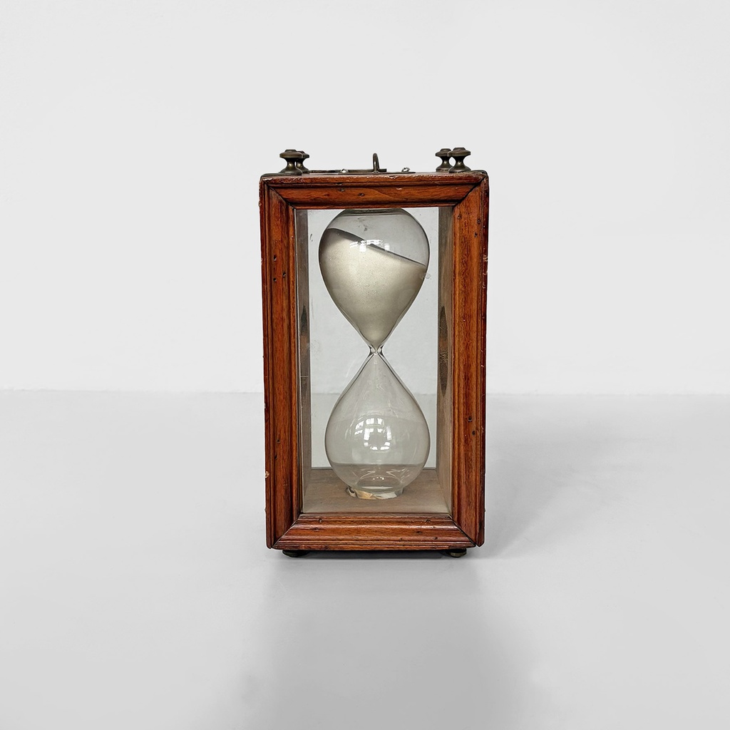 Clessidra in vetro e legno, 1850 ca.