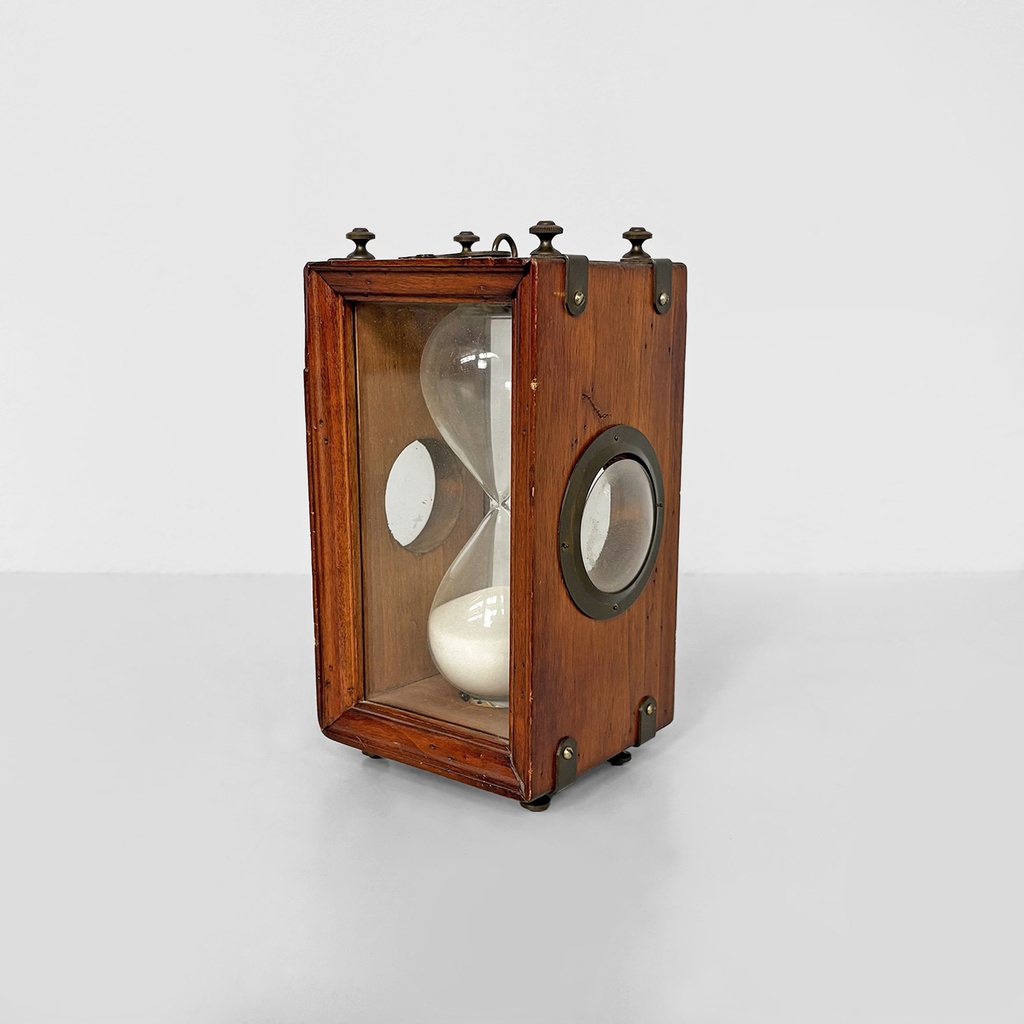 Clessidra in vetro e legno, 1850 ca.