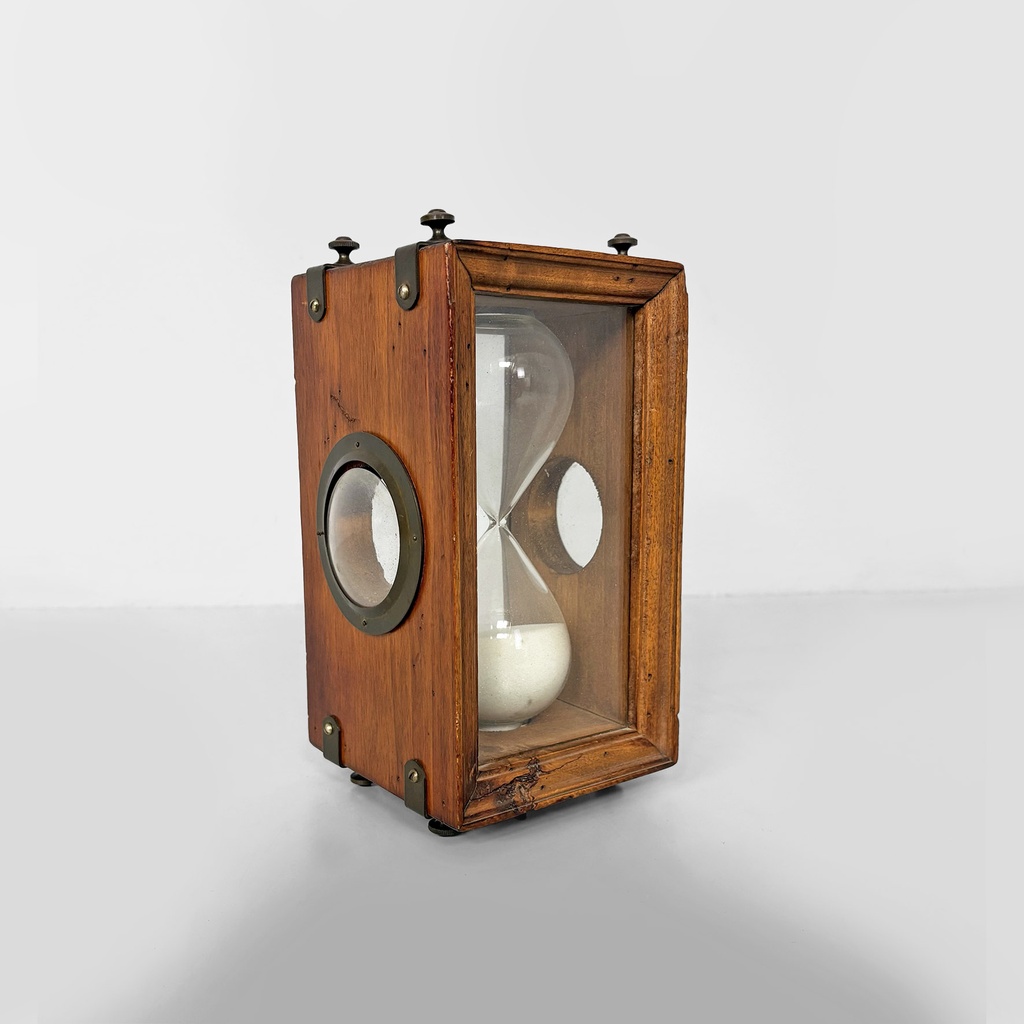 Clessidra in vetro e legno, 1850 ca.