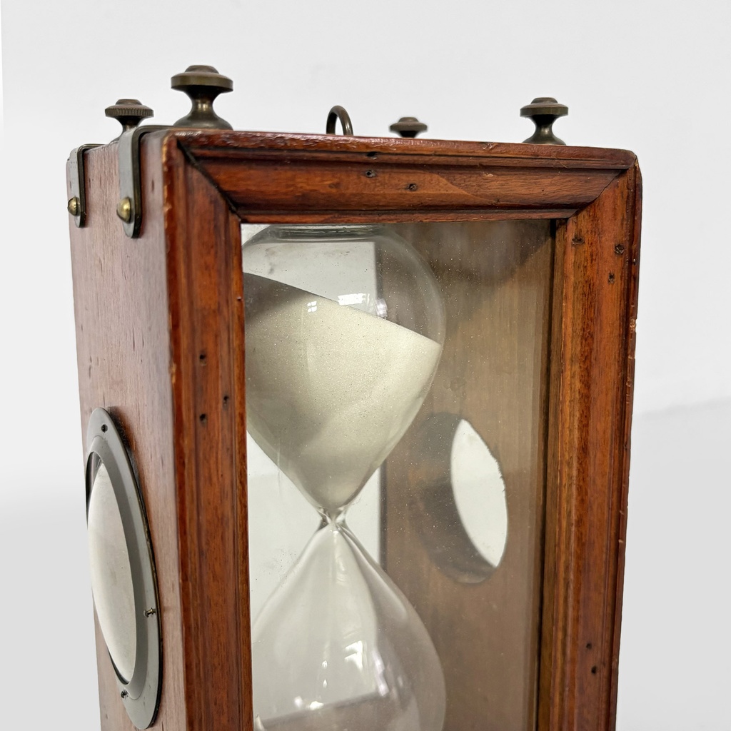 Clessidra in vetro e legno, 1850 ca.