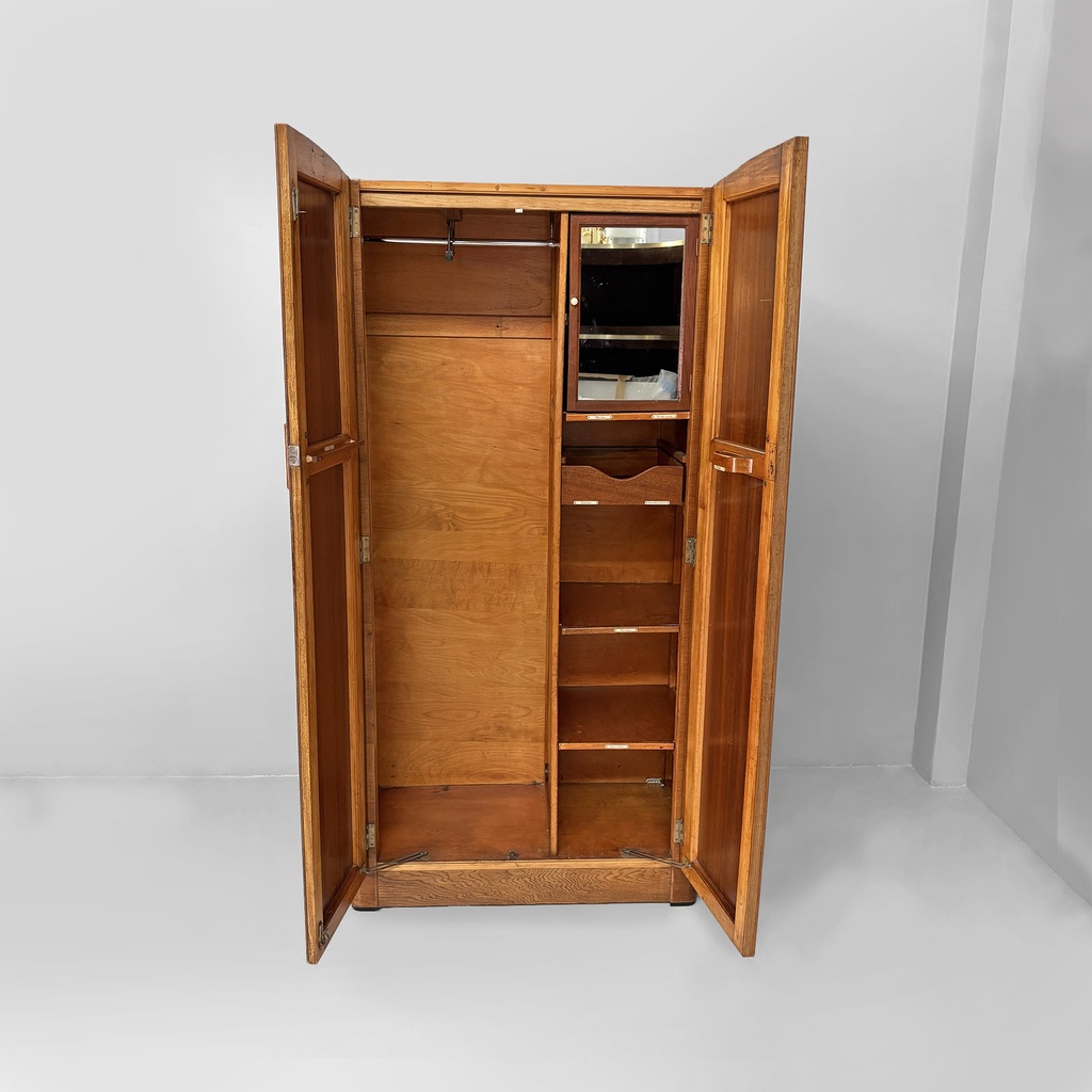 Armadio con specchio in legno, 1950 ca.