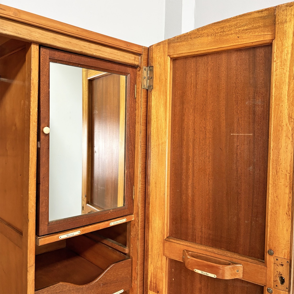 Armadio con specchio in legno, 1950 ca.