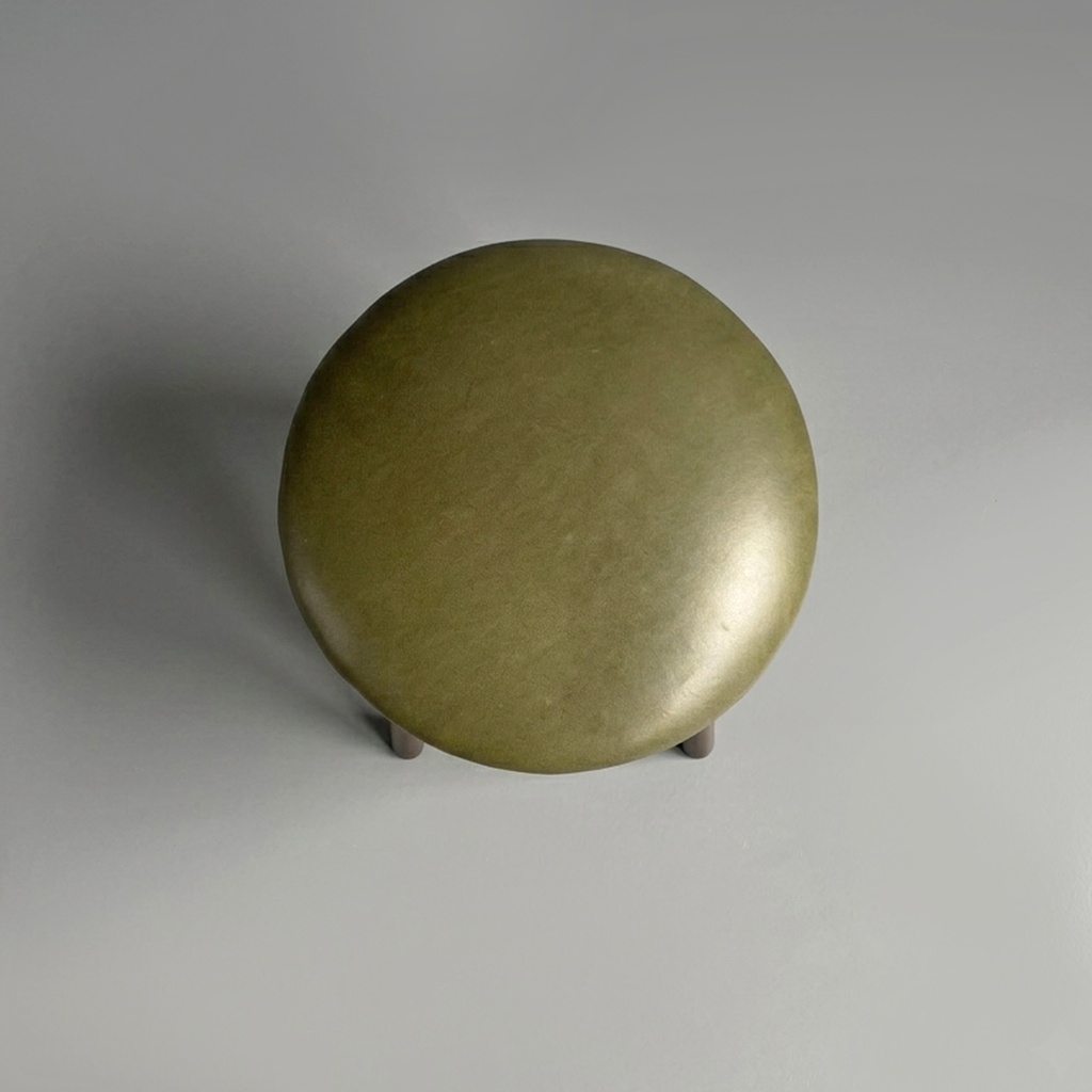 Pouf in similpelle verde, 1970 ca.