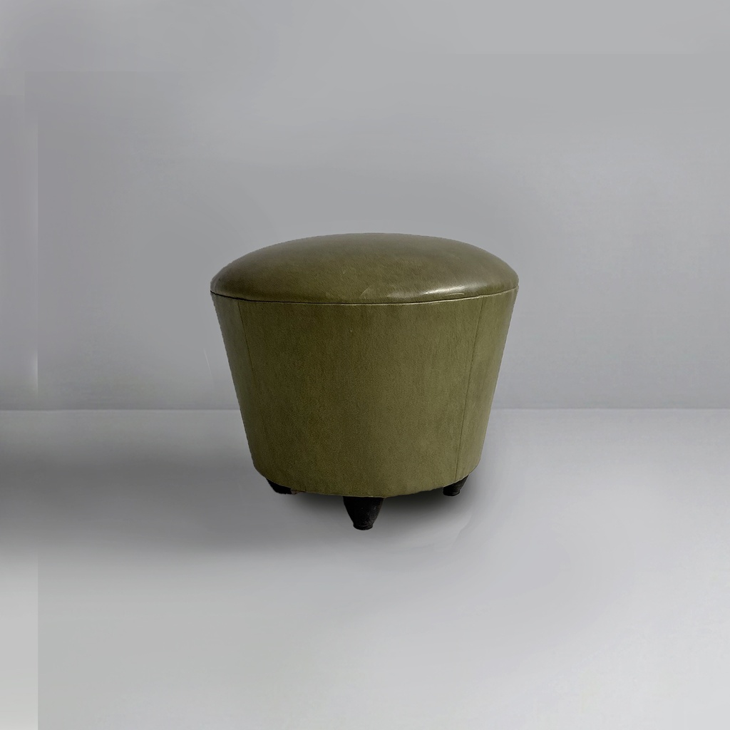 Pouf in similpelle verde, 1970 ca.
