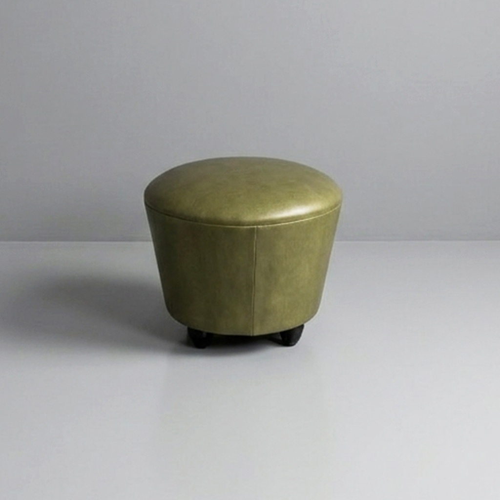 Pouf in similpelle verde, 1970 ca.