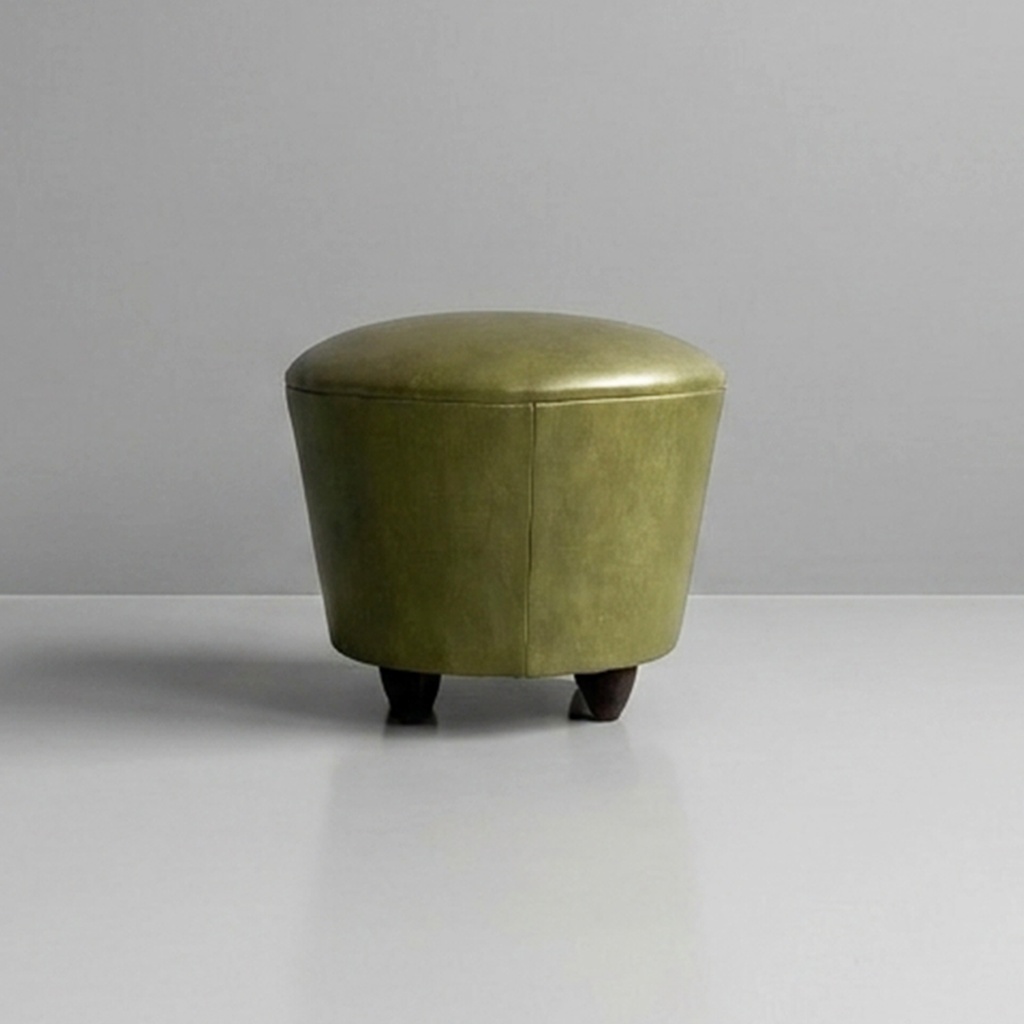 Pouf in similpelle verde, 1970 ca.