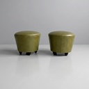 Pouf in similpelle verde, 1970 ca.