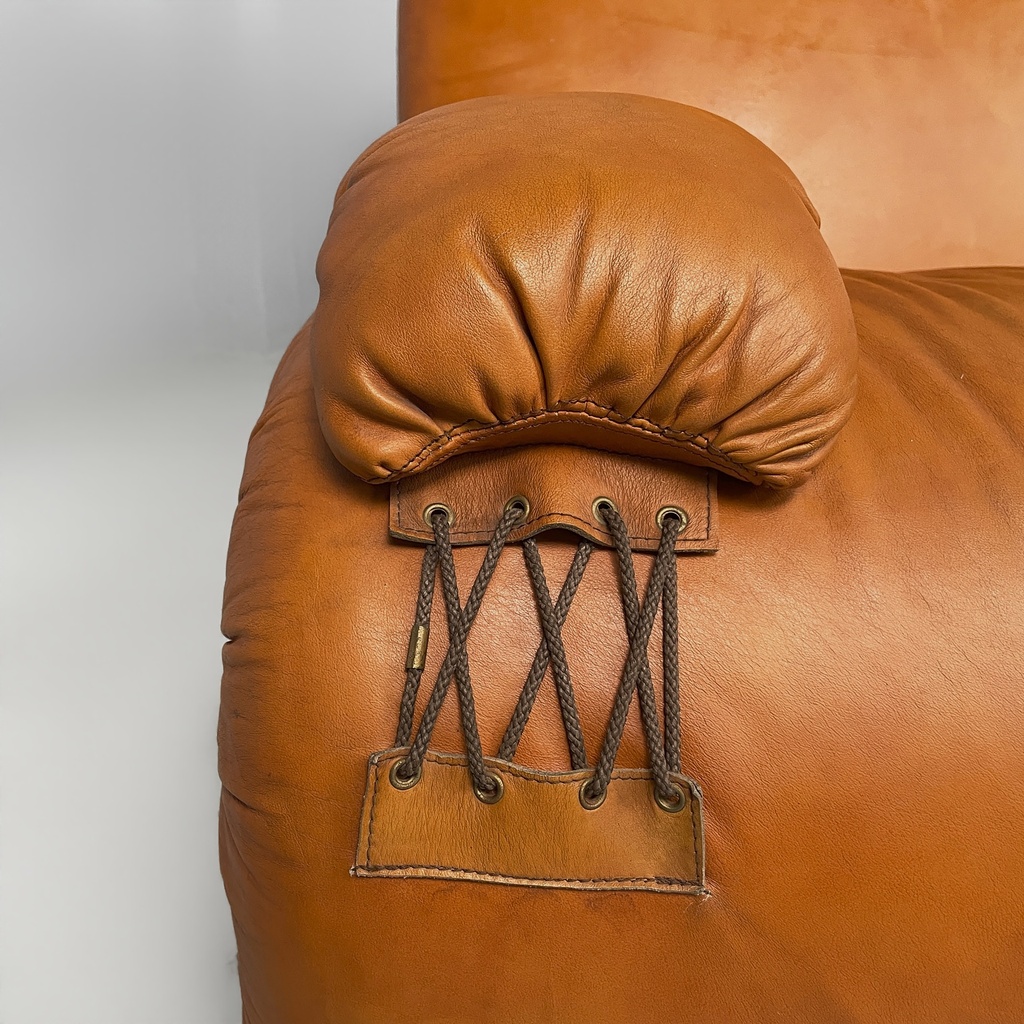 Poltrone in pelle marrone, 1970 ca.