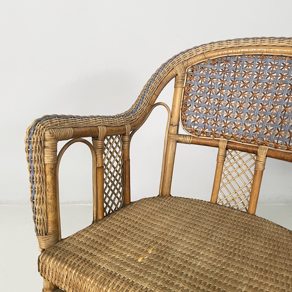 Sedie in rattan e rattan azzurro, inizio 1900 ca.