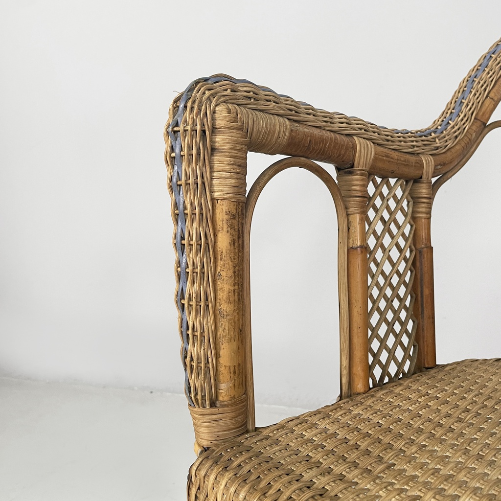 Sedie in rattan e rattan azzurro, inizio 1900 ca.