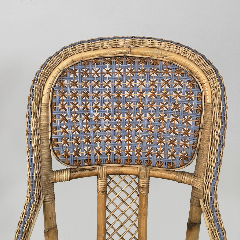 Sedie in rattan e rattan azzurro, inizio 1900 ca.