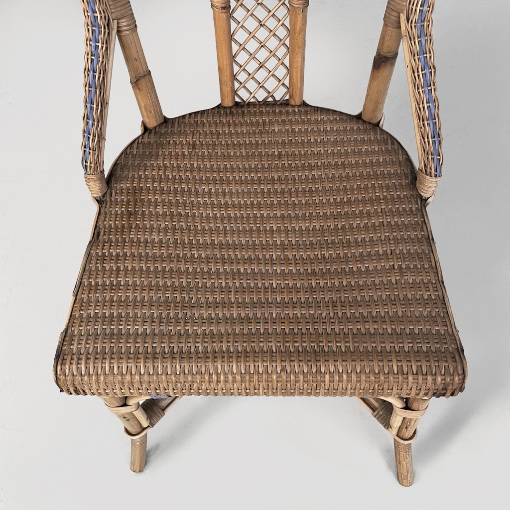 Sedie in rattan e rattan azzurro, inizio 1900 ca.