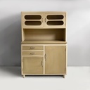 Credenza in legno beige e vetro, 1940 ca.