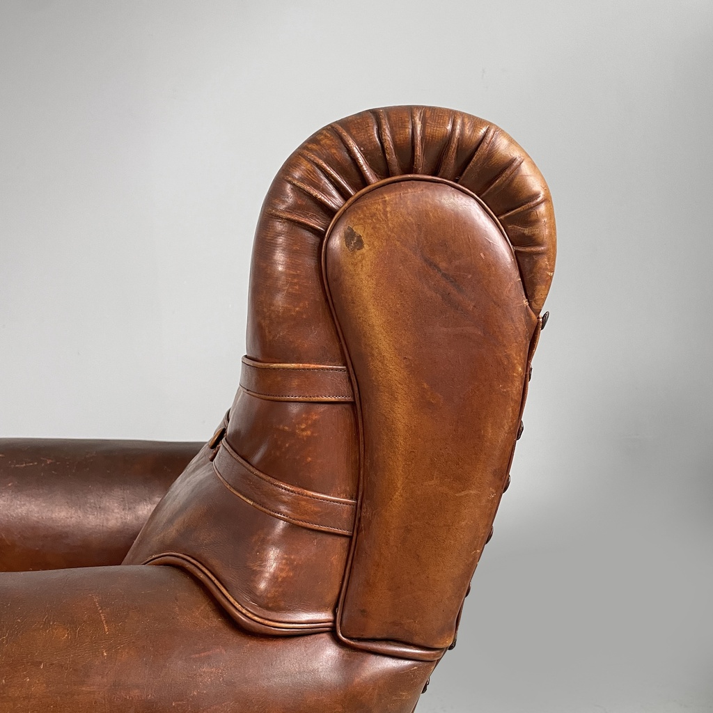 Poltrone in pelle marrone, 1920 ca.