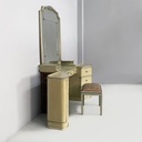 Consolle da trucco con specchio e sgabello in legno, 1930 ca.