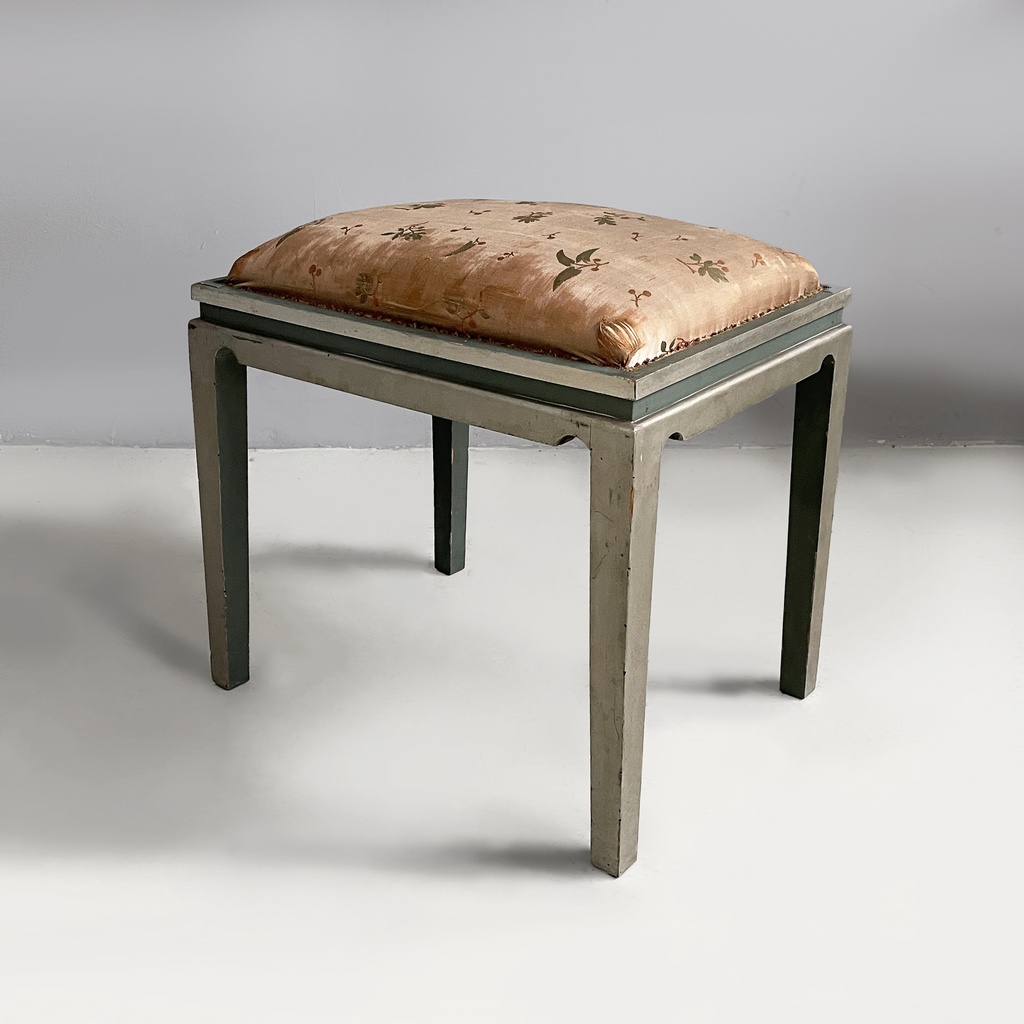 Consolle da trucco con specchio e sgabello in legno, 1930 ca.