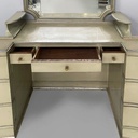 Consolle da trucco con specchio e sgabello in legno, 1930 ca.