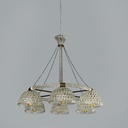Lampadario in vetro e ottone, 1930 ca.