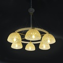 Lampadario in vetro e ottone, 1930 ca.