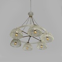 Lampadario in vetro e ottone, 1930 ca.